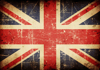 Fototapeta premium Vintage British Flag Grunge Union Jack with Distressed Texture Background