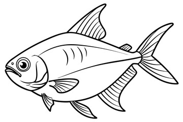 coloring page line art the tetra fish black vector