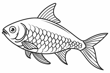 coloring page line art the tetra fish black vector