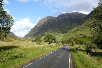 A view of Aonach Dubh from the Old Glencoe Road, Glencoe valley, Scotland, UK.
