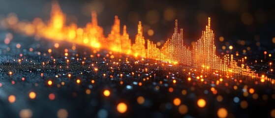 Obraz premium Digital Data Visualization: Abstract Orange Glowing Graph on Dark Background