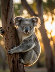 Fototapeta premium A koala clims a tree