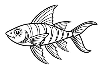 coloring page line art the sword tail black vector