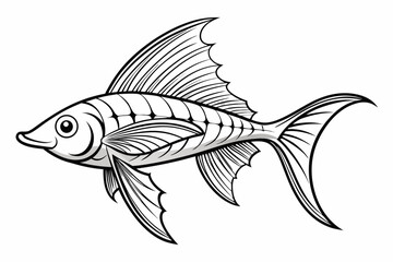 coloring page line art the sword tail black vector