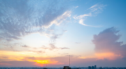 Beautiful clouds at sunset in summer
