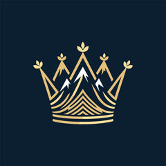 Elegant crown design featuring mountain peaks and foliage, set against a dark backdrop