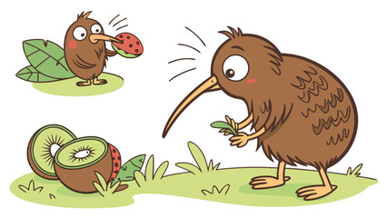 Obraz premium cartoon bird with a worm