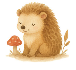 Watercolor Woodland Hedgehog – Cute Forest Animal PNG
