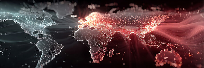 Digital world map with illuminated network connectivity