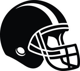 Fototapeta premium Minimalist Black and White American Football Helmet Icon – Vector Illustration