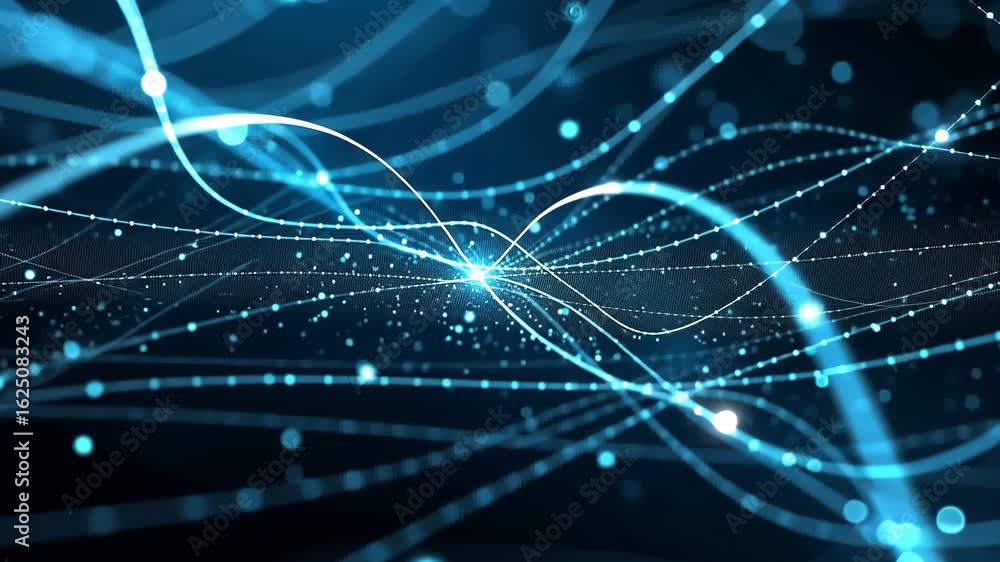 Poster futuristic digital network with glowing interconnected lines and points