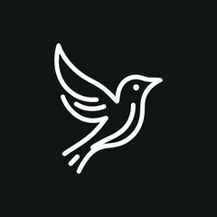 Obraz premium Minimalist line art of a bird in flight on a dark background, symbolizing freedom and nature