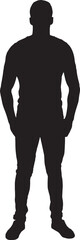  vector;silhouette front view of standing young man