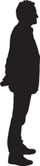  vector;silhouette side view of senior man standing an his hands on back