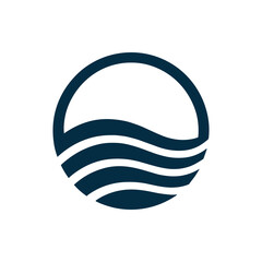 Minimalistic logo featuring a sun and waves, ideal for branding in eco-friendly sectors