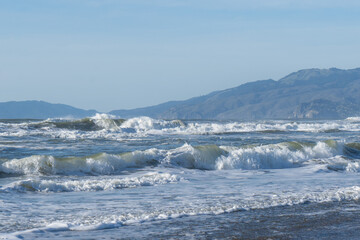 Crashing Pacific Waves at Ocean Beach, San Francisco, California