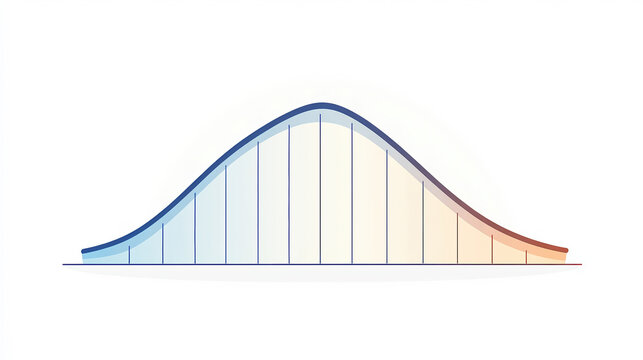 Illustration of a normal distribution curve filled with a blue to orange gradient, ideal for data visualization, statistics, and probability concepts