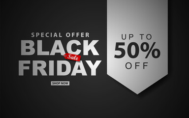 Black Friday sale banner template design. Special offer. Vector illustration.