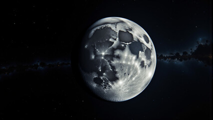 Fototapeta premium Magnificent Full Moon Illuminates Night Sky