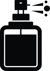 Perfume Bottle with Spray Top – Black Icon Vector Isolated on White Background