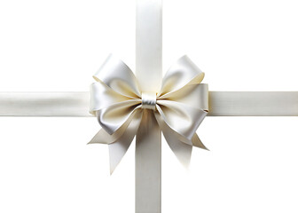 Fototapeta premium Elegant white satin ribbon bow tied on a black background