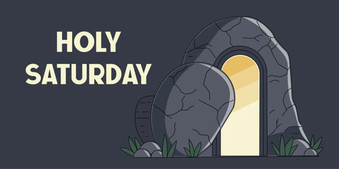 Holy Saturday Resurrection Tomb – Easter Weekend Christian Symbol Vector