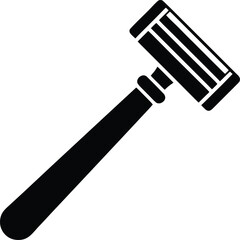 Razor with Blade – Black Icon Vector Isolated on White Background