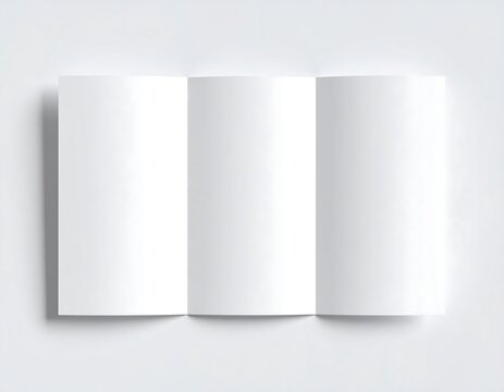Top view of a blank tri-fold brochure mockup, a clean template for corporate identity and advertising presentation.