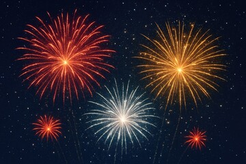 Colorful fireworks display lighting up the night sky during a festive celebration in a vibrant city