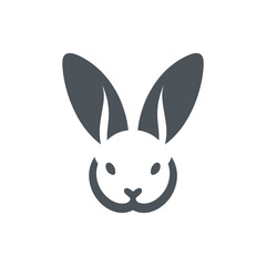 Obraz premium Simplistic illustration of a rabbit's face with prominent ears on a plain background