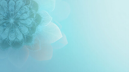 Minimal Mandala Background in Pastel Blue Gradient, yoga mat pattern design.