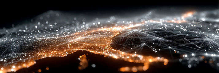 Futuristic digital network visualization with glowing connections