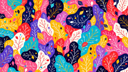 Naklejka premium Vibrant Colorful Leaf Pattern for Design and Crafting