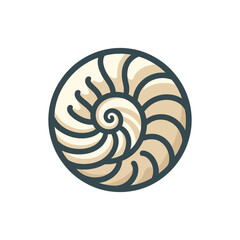 Stylized illustration of a nautilus shell, showcasing intricate patterns and natural beauty