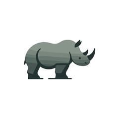 Stylized illustration of a rhinoceros standing on a white background, symbolizing wildlife conservation