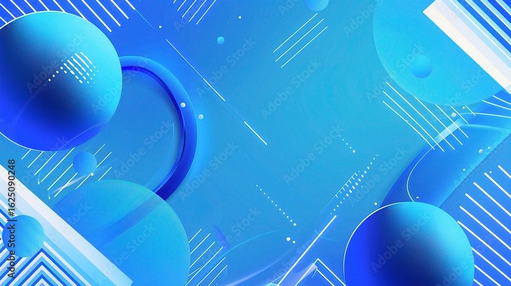 Aufkleber blue background with abstract geometric shapes and lines, vector illustration for web design or pres