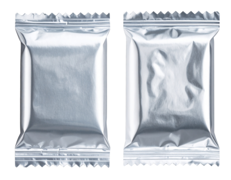  Shiny Foil Candy Wrapper with Twisted Ends, Metallic Texture, Front View, Transparent PNG