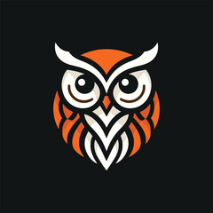 Stylized owl illustration with bold colors on a dark background, showcasing intricate design