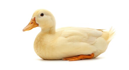 Pale yellow duck isolated on white background