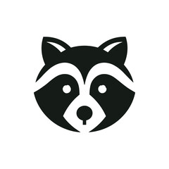 Stylized raccoon head illustration featuring bold lines and minimalistic design on a white background
