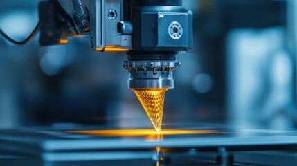 A robotic arm is welding a metal part in a factory setting.