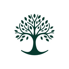 Stylized tree silhouette with intricate branches and leaves, symbolizing nature and growth