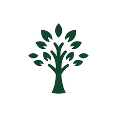 Stylized tree silhouette with vibrant leaves on a clean white background, ideal for eco-themed designs