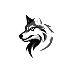 Stylized wolf head illustration with sharp features and dynamic lines on a clean background