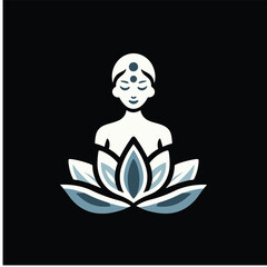 Tranquil meditation scene featuring a serene figure surrounded by a blooming lotus flower