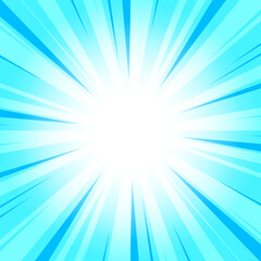 Obraz premium Capri Blue Glowing Sunburst Background. Abstract Blue Glow Effect Sunburst Background for Presentation, Banner, Poster, Flyer, Sales. Modern Pop Art Poster for Summer and Spring Theme.