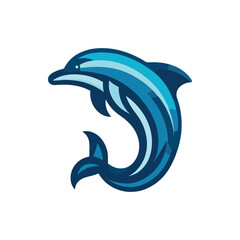 Vibrant dolphin illustration swimming gracefully in a serene ocean setting, ideal for marine themes