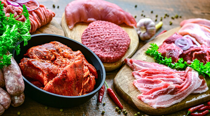 Composition with a variety of meat products