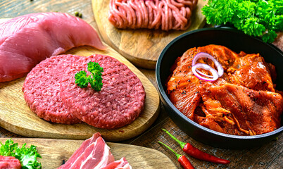 Composition with a variety of meat products