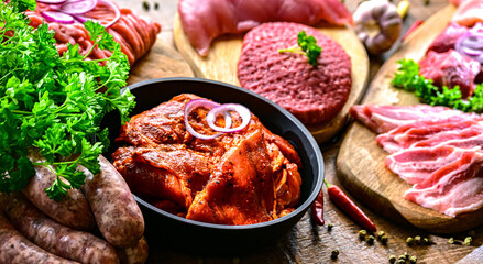 Composition with a variety of meat products